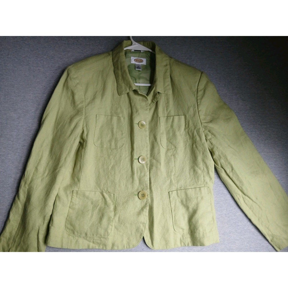 Talbots Blazer 14 Irish Linen Boho Spring Office Work Career Capsule Greem
